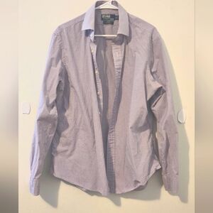 Ralph Lauren Spring Purple & White Plaid Button Up Size 36-37 17 NECK